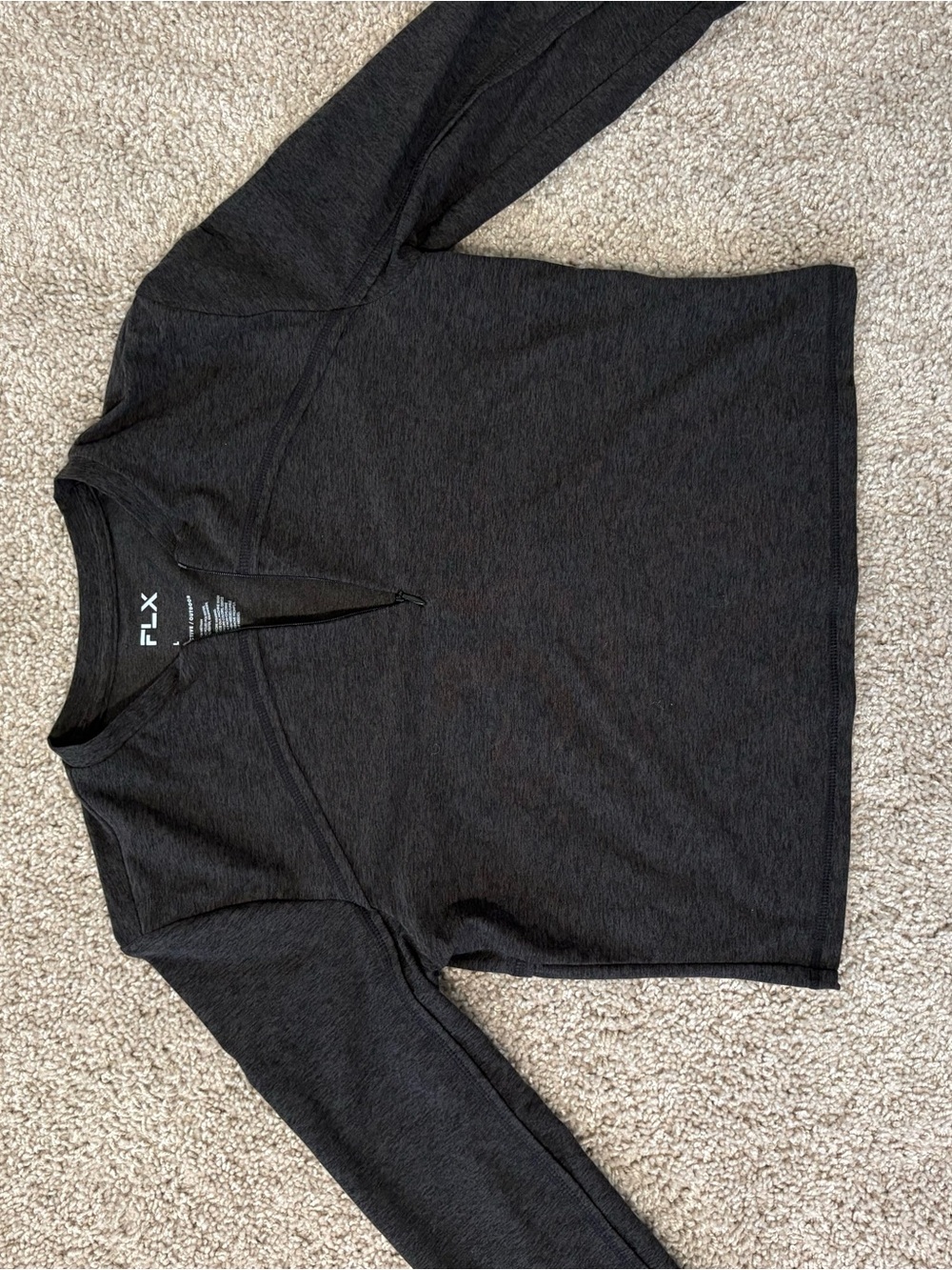 FLX Black Heathered Cropped Quarter-Zip